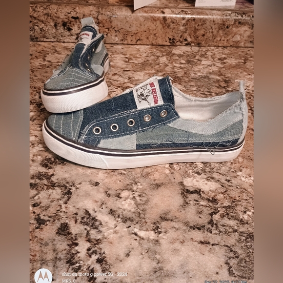 True Religion Laceless Cancas Slip-On Sneakers Blue 8us - Picture 2 of 12